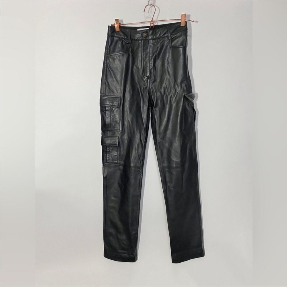 BLDWN Black Leather straight leg Pants
